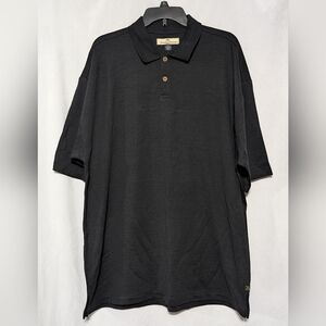 EUC Tommy Bahama Textured Black Silk Blend Short Sleeve Polo Shirt, XL